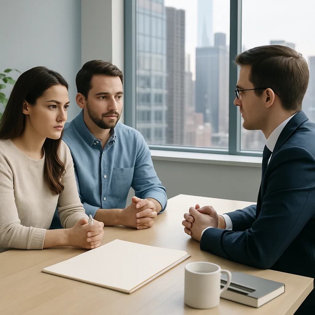 New York couple reviewing separation agreement and divorce options